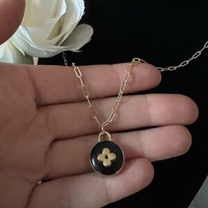 Upcycled Black LV Clover Necklace